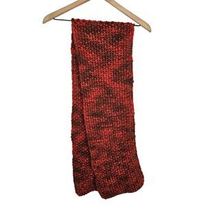 Saks Fifth Avenue knitted red orange brown‎ wool blend scarf